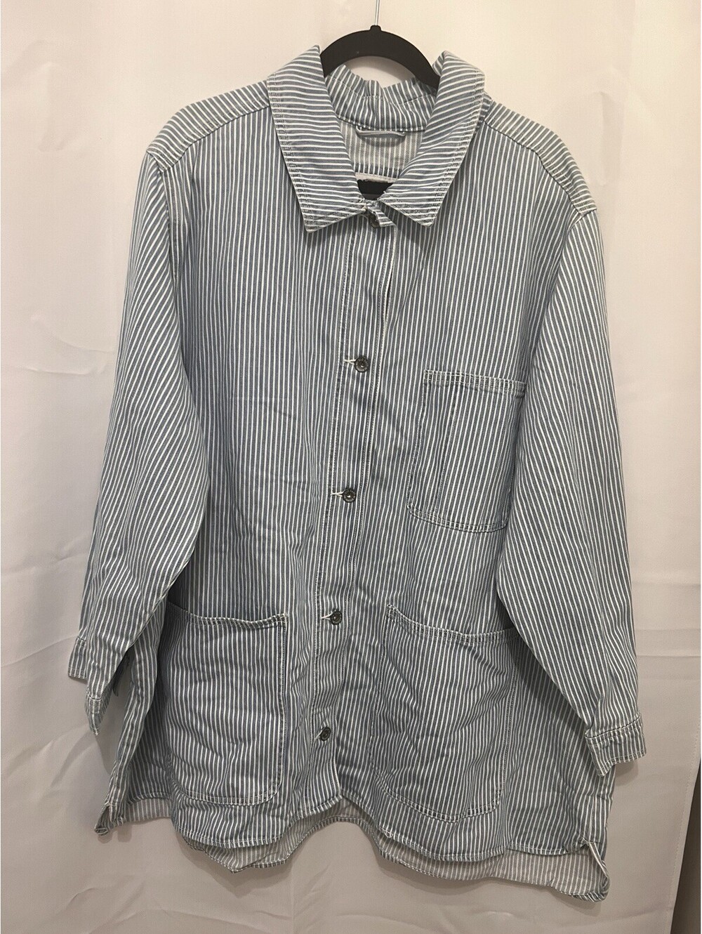 Old Navy Women's 4X Blue White Railroad Stripe Chore Jacket